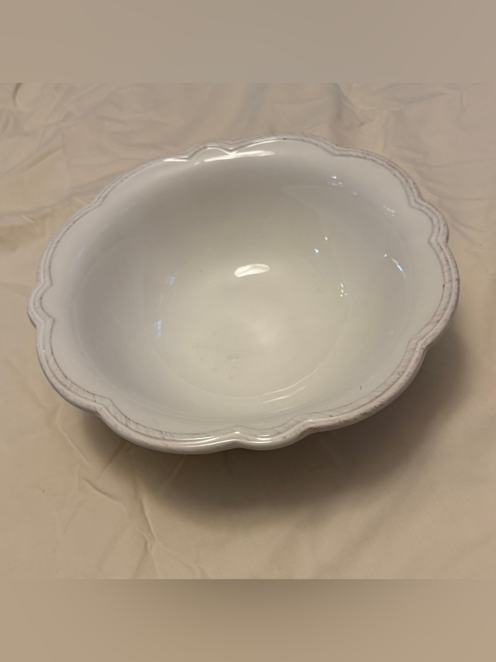 Sur La Table White Scalloped Ceramic Serving Bowl